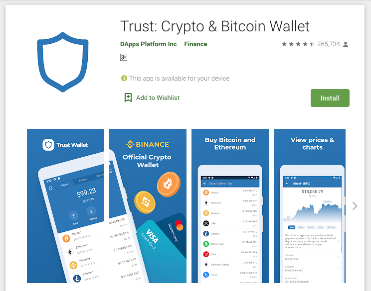 Trust Wallet on Google Playstore